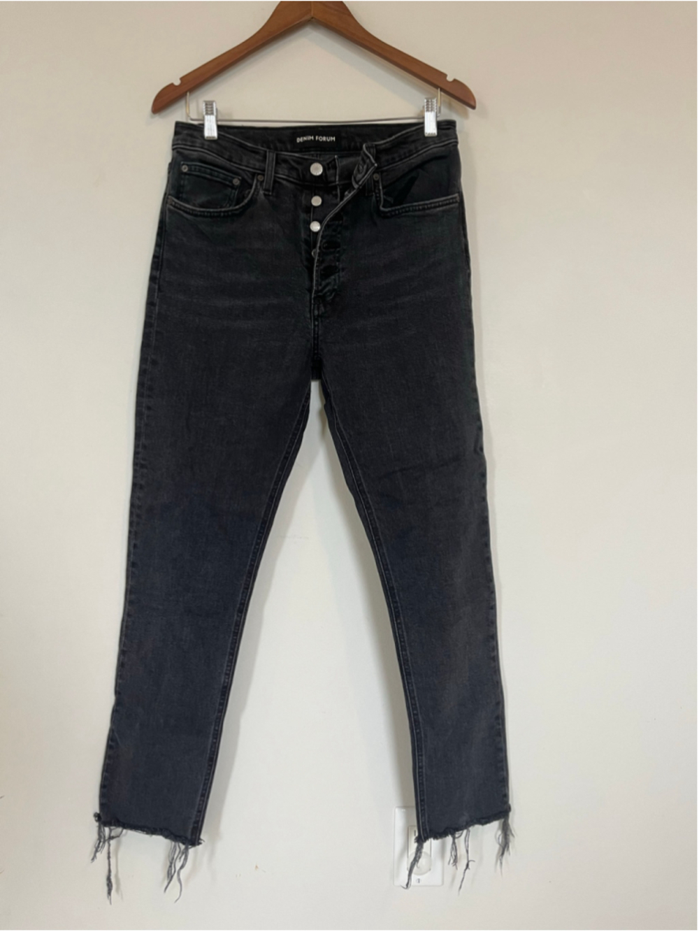 Denim Forum The Yoko High Rise Slim Jeans Black Aritzia Button Fly Size 29